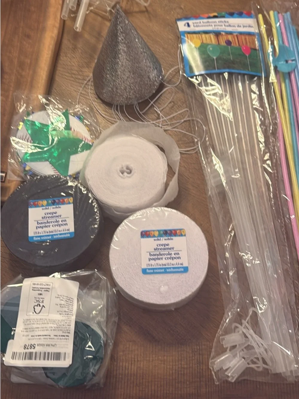 Party Crepe Streamer Bundle with Silver Glitter Party Hat